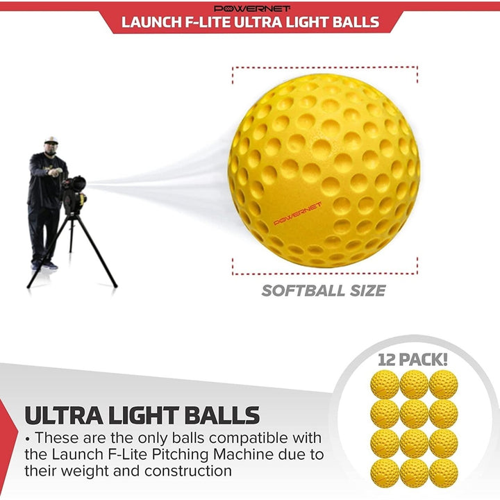 PowerNet 12-Pack Dimpled Practice Ultra-Light Softballs for the Launch F-Lite Pitching Machine (1194-2) Image 2