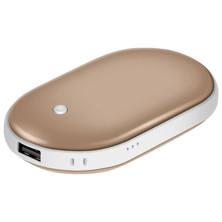 Portable Hand Warmer 5000mAh Rechargeable Dual-Sided Heating Power Bank Rose Gold Image 1