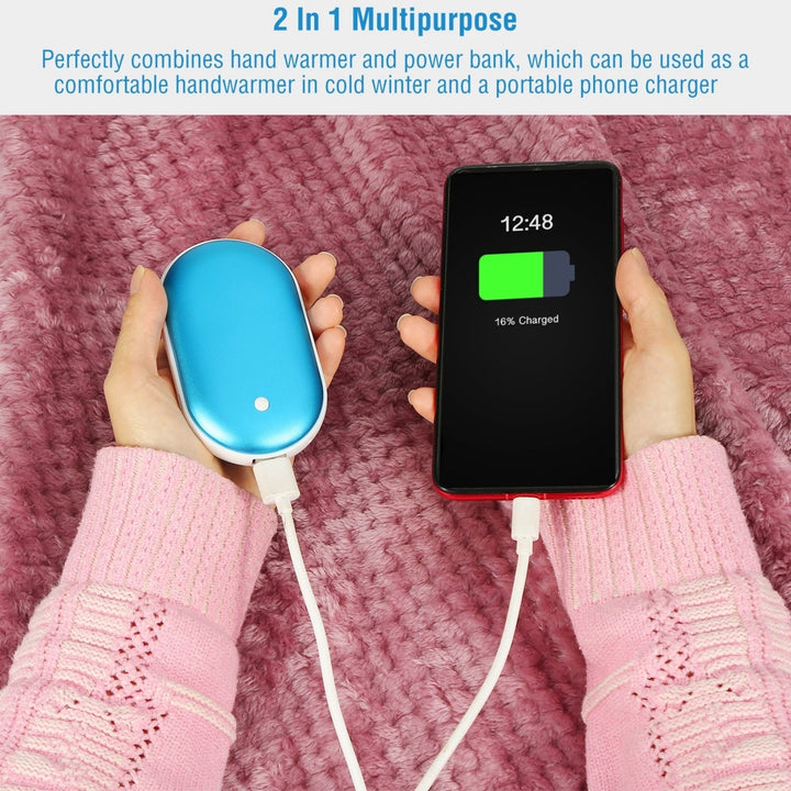 Portable Hand Warmer 5000mAh Power Bank Rechargeable Pocket Warmer Double-Sided Heating Handwarmer Image 6