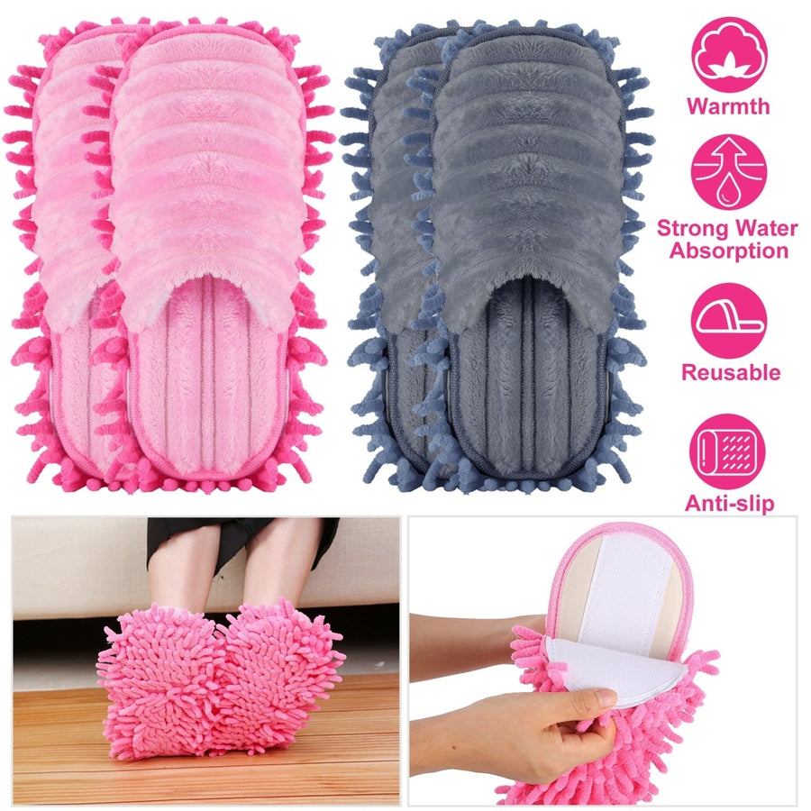 Mop Slippers Unisex Detachable Floor Mopping Shoes Microfiber Dusting Slippers Image 1
