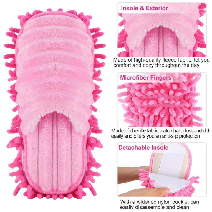 Mop Slippers Unisex Detachable Floor Mopping Shoes Microfiber Dusting Slippers Image 2