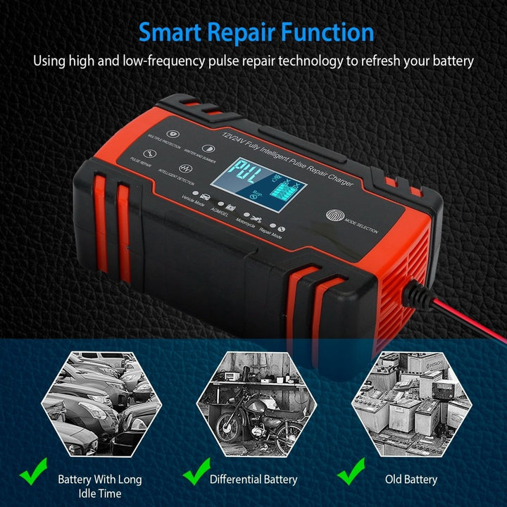 Smart Automatic Car Battery Charger 12V 8A 24V 4A LCD Display Pulse Repair Image 7