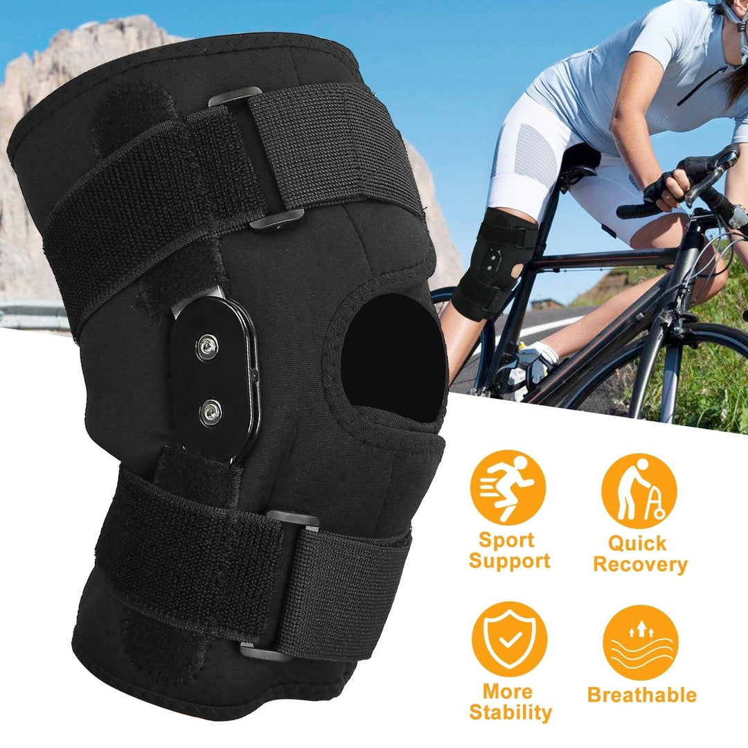 Adjustable Open Patella Knee Brace Sport Support Black Neoprene Size M L XL XXL Image 1