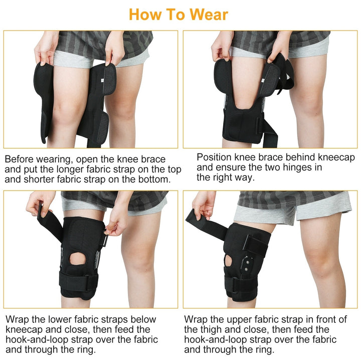 Adjustable Open Patella Knee Brace Sport Support Black Neoprene Size M L XL XXL Image 6