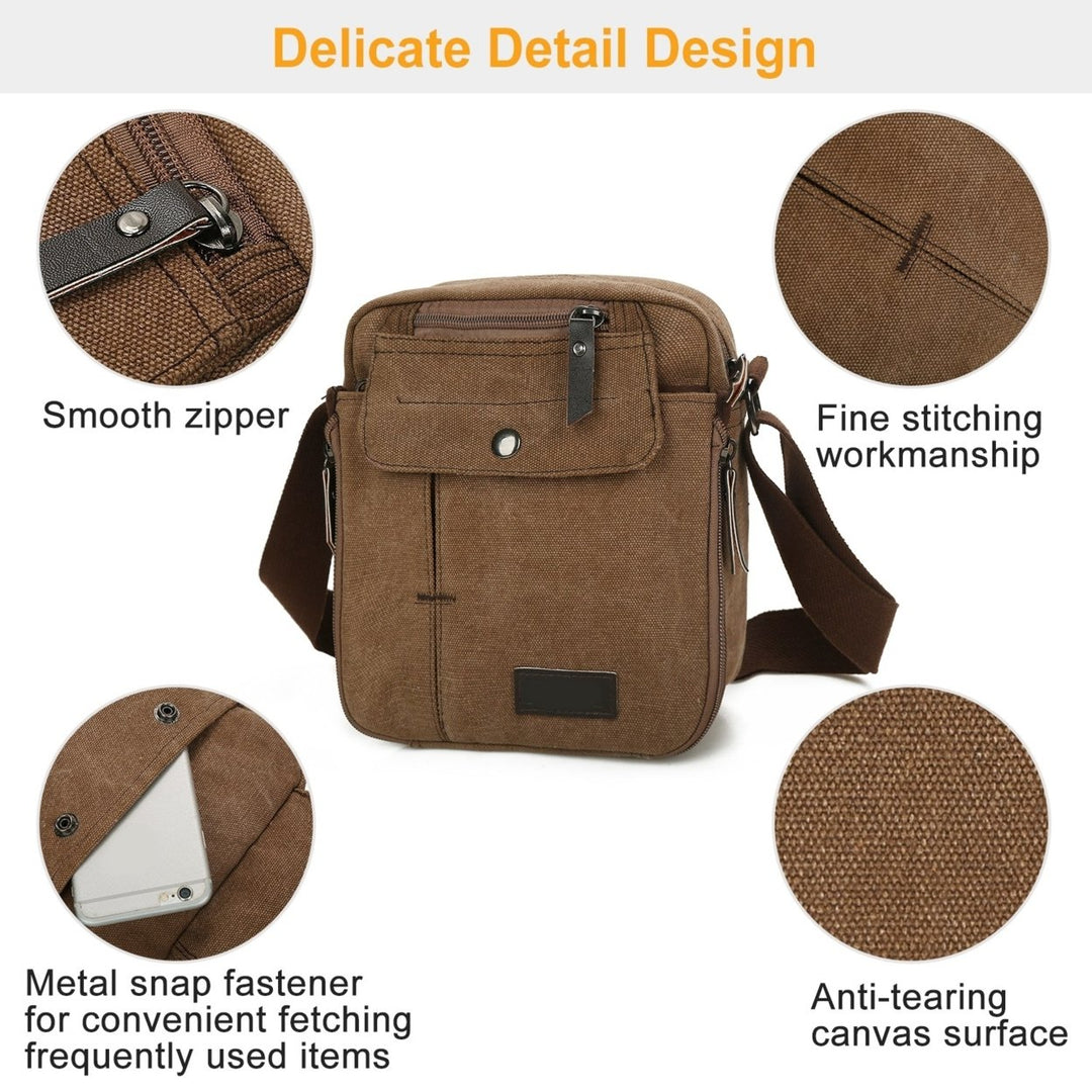 Unisex Crossbody Bags Canvas Phone Tablet PC Shoulder Bag Credit Card Key Messenger Purse Image 2