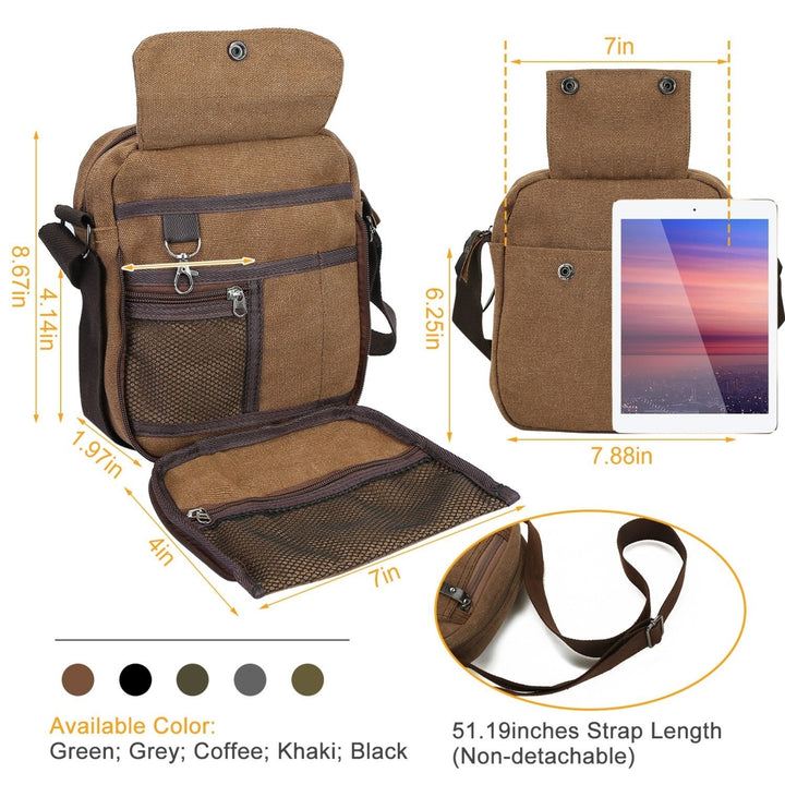 Unisex Crossbody Bags Canvas Phone Tablet PC Shoulder Bag Credit Card Key Messenger Purse Image 4