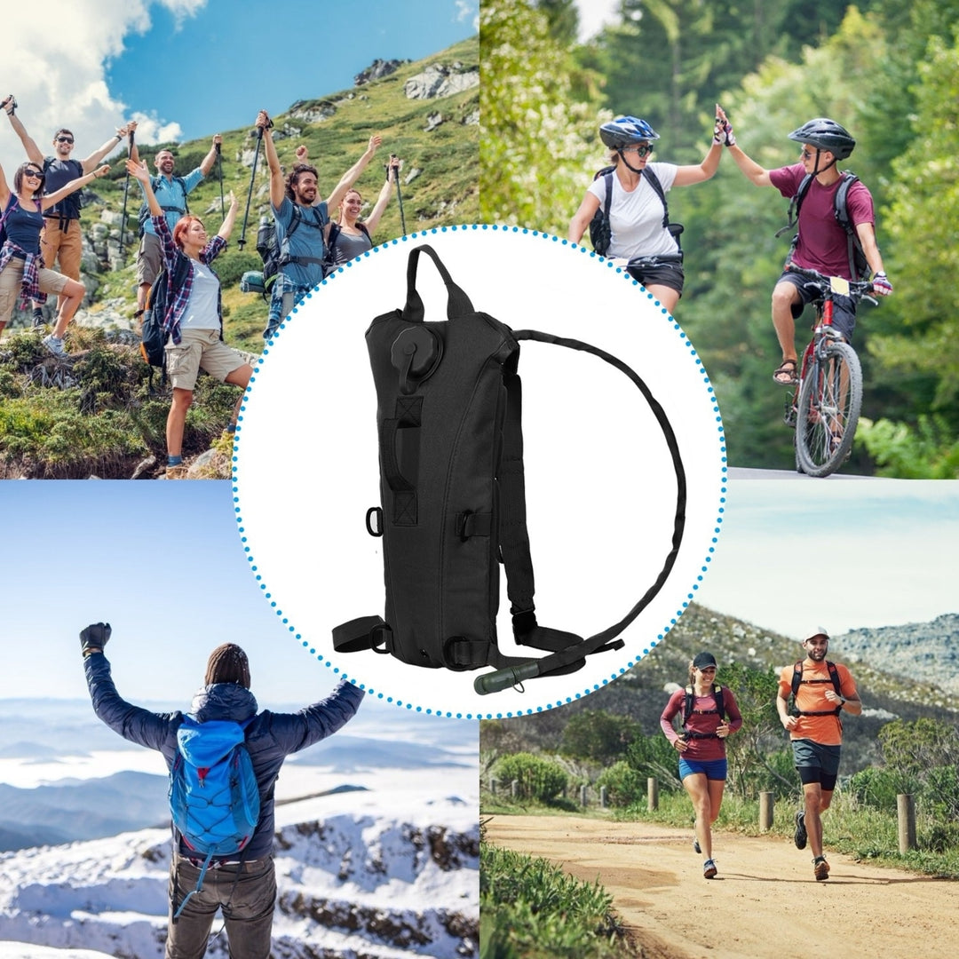 3L Hydration Pack Water Bladder Backpack Adjustable for Hiking Cycling Black Image 4