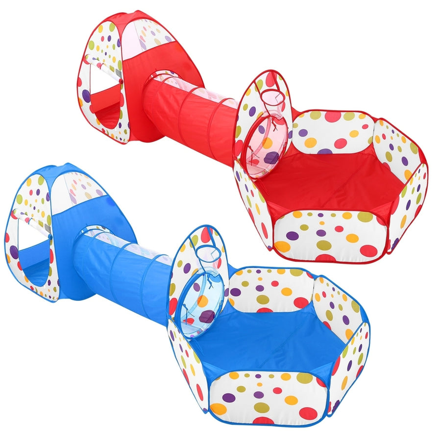 3-in-1 Kids Play Tent Set Crawl Tunnel Ball Pit Foldable Outdoor Indoor Playhouse Image 1