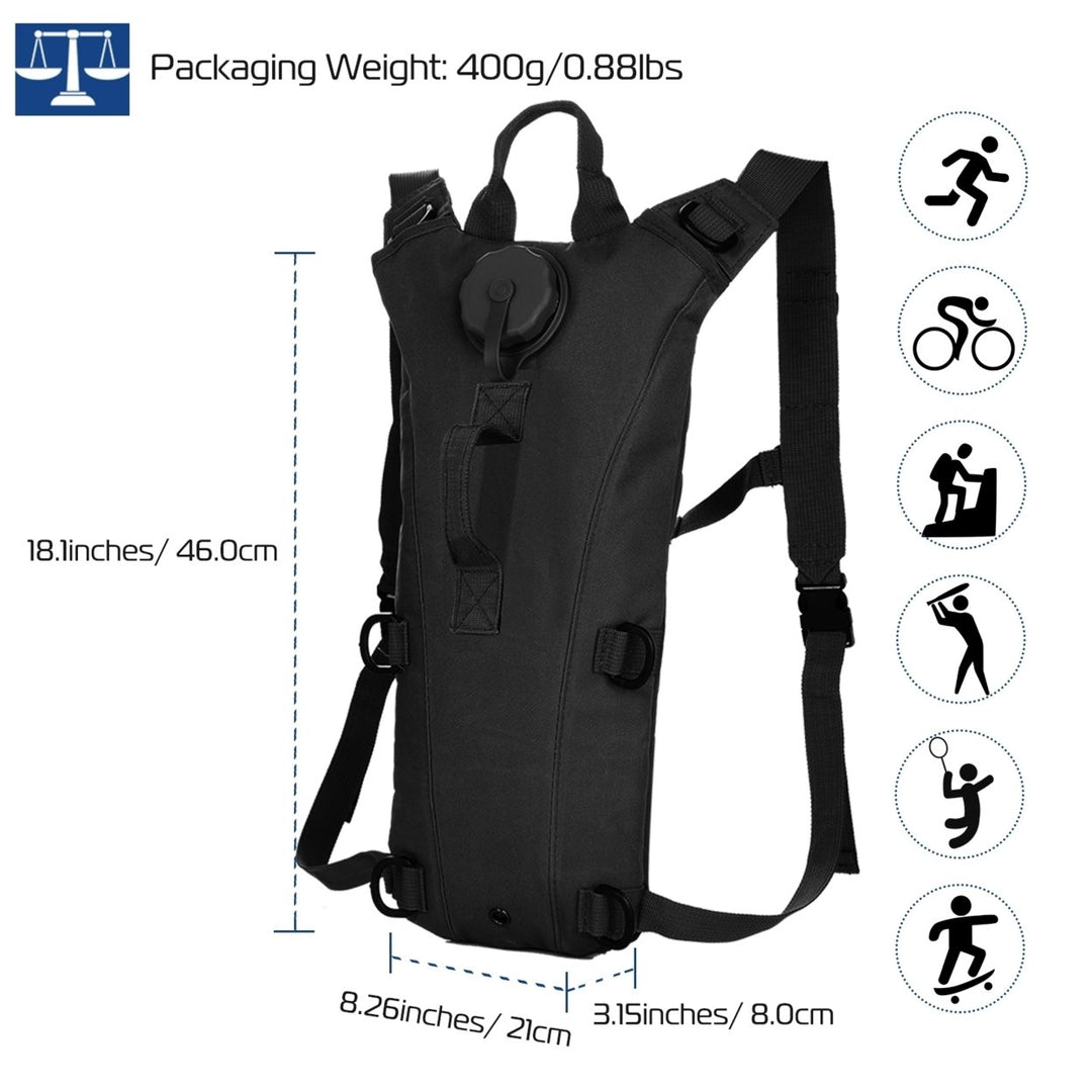 3L Hydration Pack Water Bladder Backpack Adjustable for Hiking Cycling Black Image 6