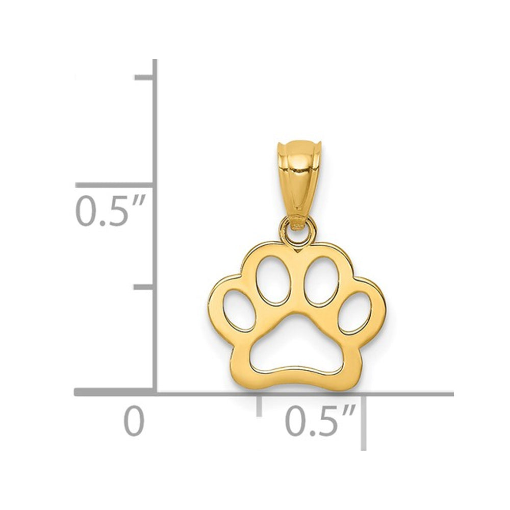 14K Yellow Gold Dog Paw Charm Pendant Necklace with Chain Image 2