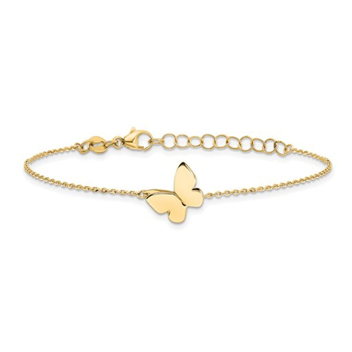 14K Yellow Gold Butterfly Charm Bracelet (6.25 inches) Image 2