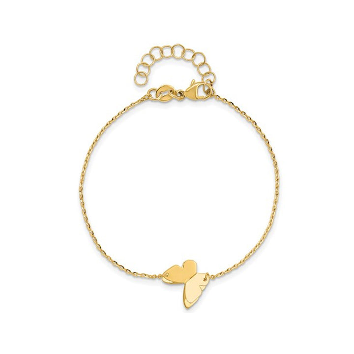 14K Yellow Gold Butterfly Charm Bracelet (6.25 inches) Image 3