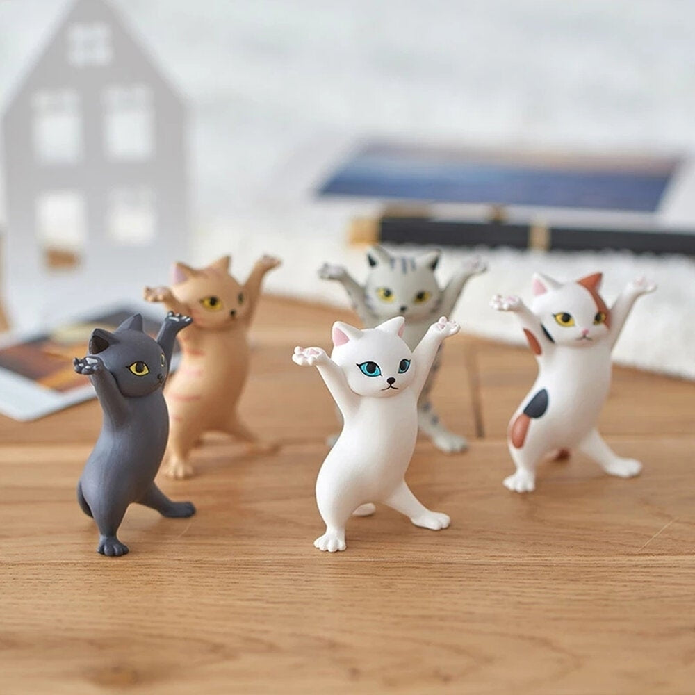 1 PC Cartoon Dancing Cat Figure Doll Figurines Handmade Enchanting Kittens Toy for Office Pen Holder Image 2