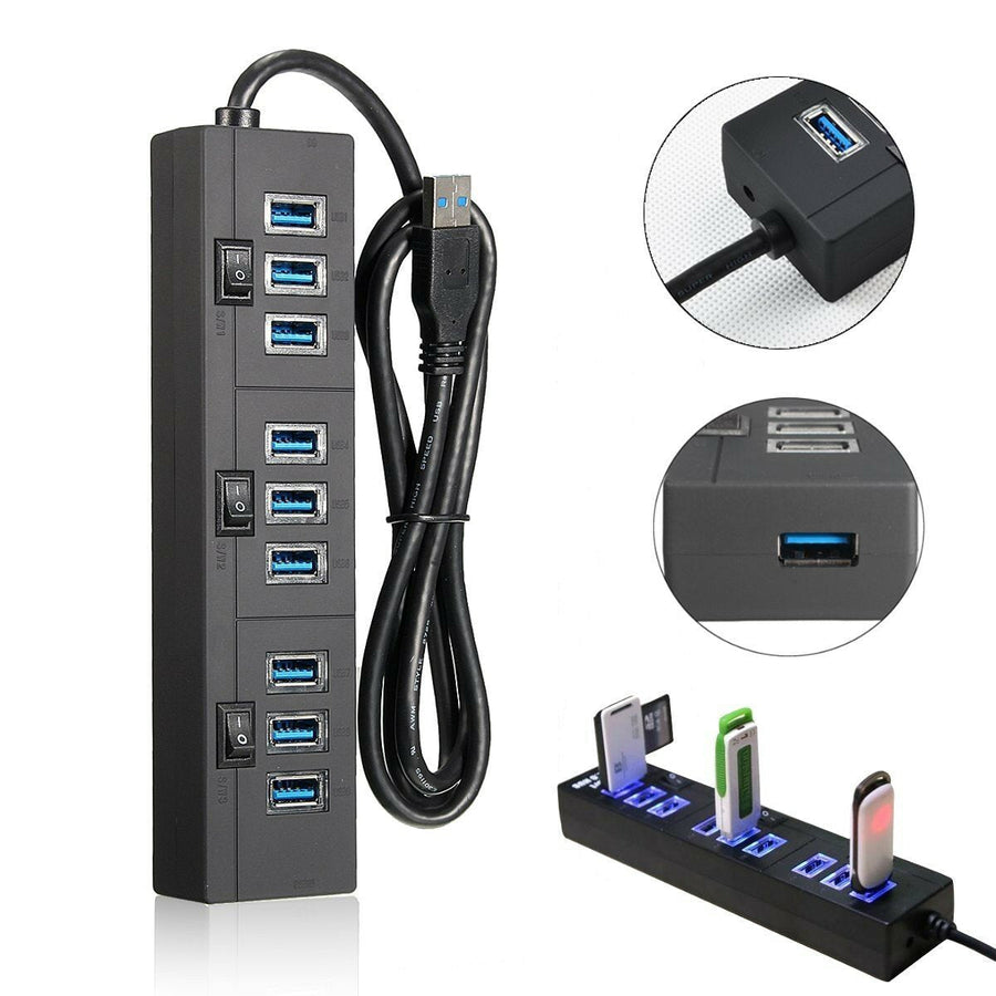 10 Port 3.0 USB Hub Adapter Charger with Switch For Computer PC Laptop iPhone XS 11Pro Mi10 9Pro Note 9S Image 1
