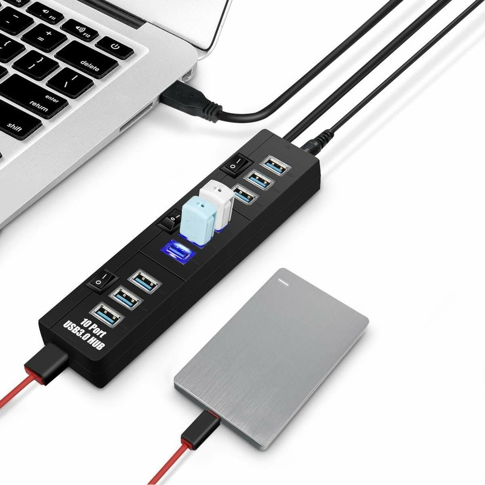 10 Port 3.0 USB Hub Adapter Charger with Switch For Computer PC Laptop iPhone XS 11Pro Mi10 9Pro Note 9S Image 2