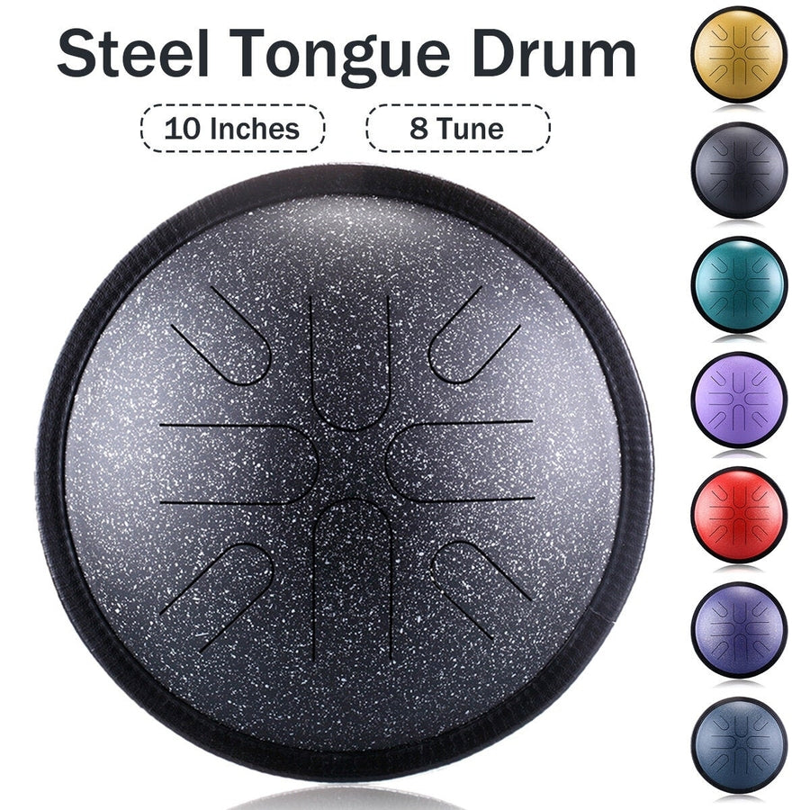 10 8 Notes Steel Tongue Drum Handpan Hand Tankdrum With Storage Bag Mallets Image 1
