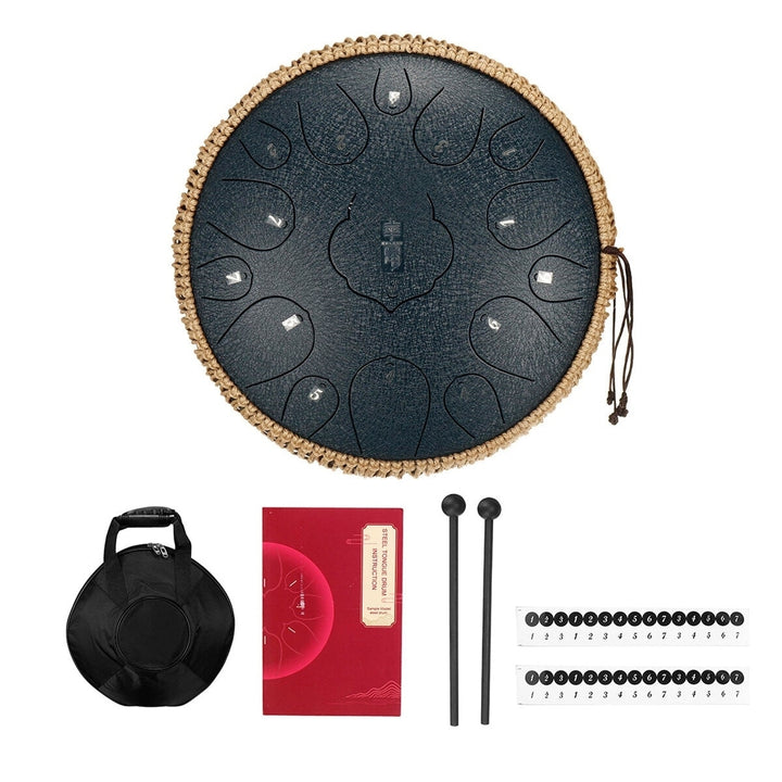 12.5 Inch 15 Notes Steel Tongue Drum Tank Drum Music Percussion Instrument+Bag Image 6