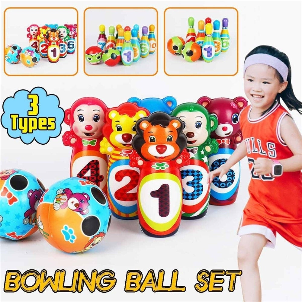 12Pcs Cute Mini Bowling PU Soft Indoor Sport Play Games Safe Foam Kids Bowling Children Indoor Sport Family Funny Game Image 2