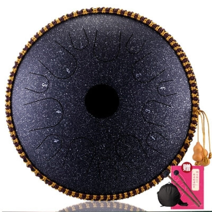 14 Inch 14 Tone C Key Ethereal Drum Steel Tongue Drum Percussion Handpan Instrument with Drum Mallets and Bag Image 2