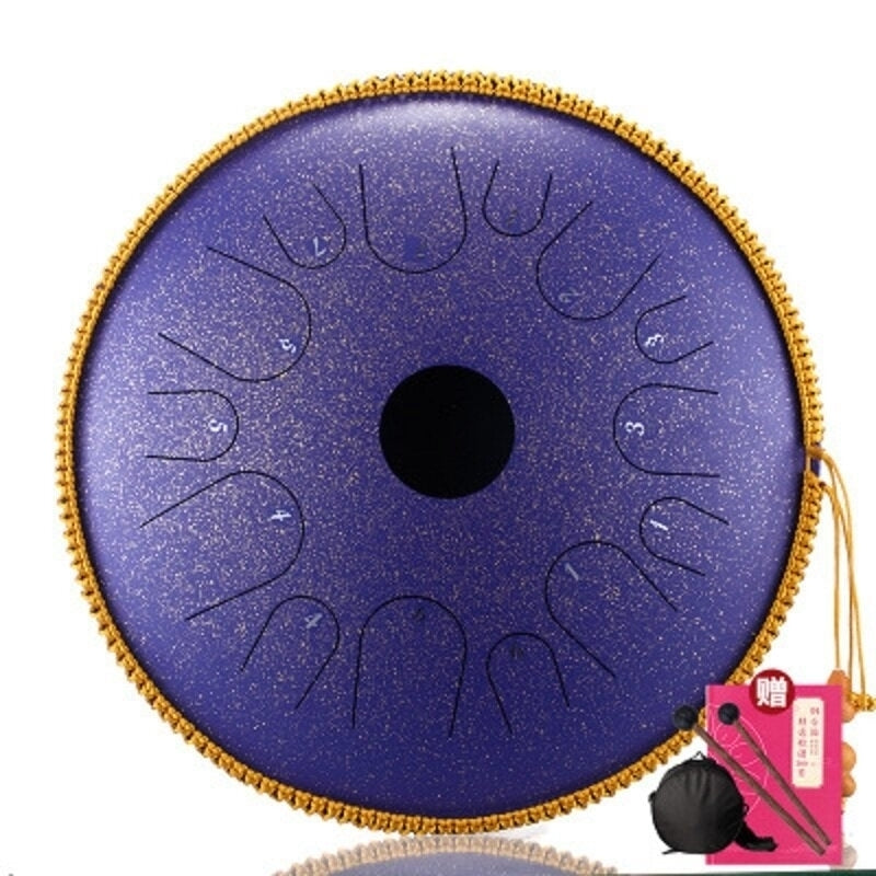 14 Inch 14 Tone C Key Ethereal Drum Steel Tongue Drum Percussion Handpan Instrument with Drum Mallets and Bag Image 3