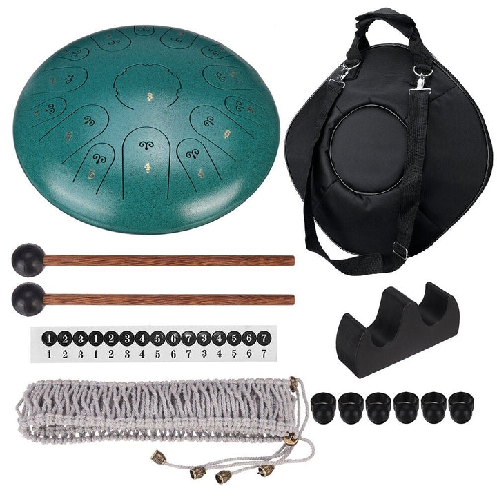 14 Inch 15 Notes C Tone Steel Tongue Percussion Drum Handpan Instrument with Drum Mallets Image 10