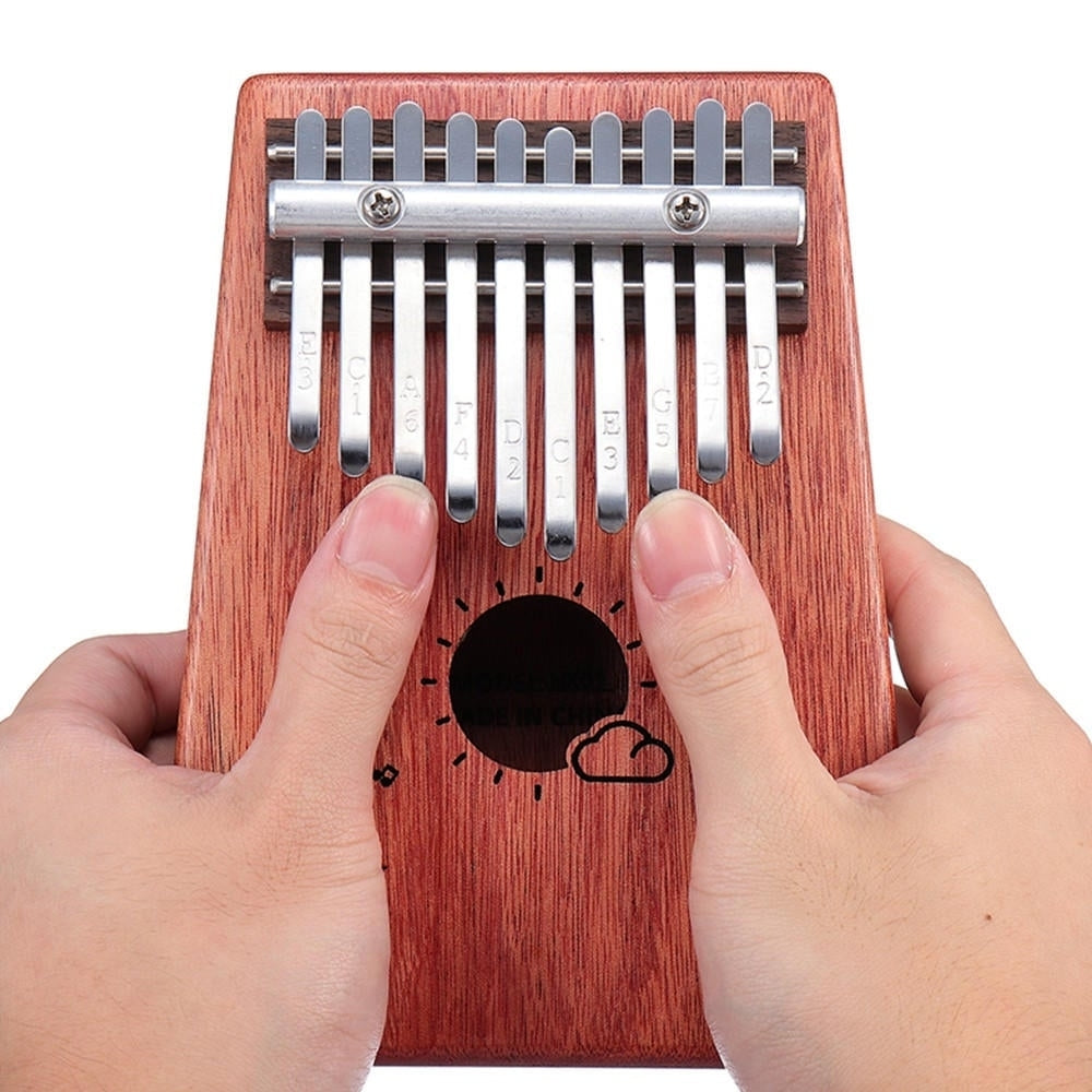10 Keys Kalimba African Solid Mahogany Wood Thumb Piano Finger Percussion for Gifts Image 3