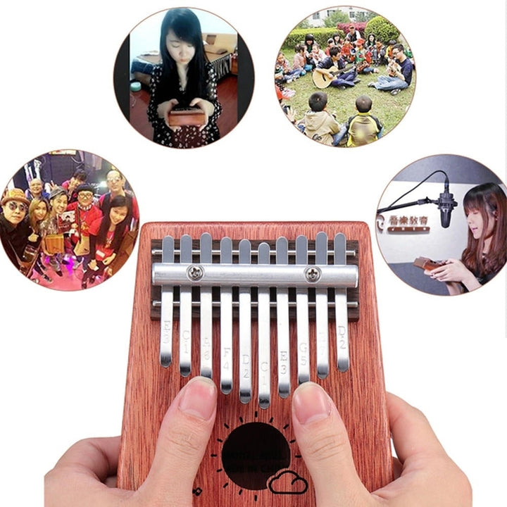 10 Keys Kalimba African Solid Mahogany Wood Thumb Piano Finger Percussion for Gifts Image 9