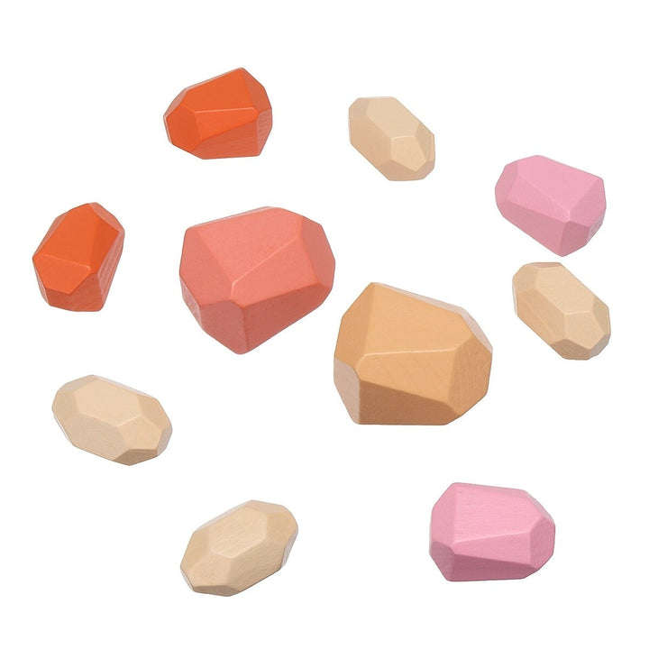 10 Pcs Children Wood Colorful Stone Stacking Game Building Block Education Set Toy Image 4