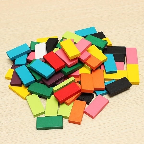 100pcs Many Colors Authentic Standard Wooden Children Domino Toys Image 9