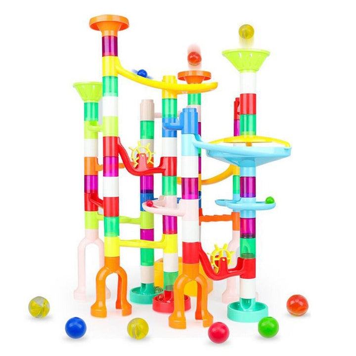 105 Pcs Colorful Transparent Plastic Creative Marble Run Coasters DIY Assembly Track Blocks Toy for Kids Birthday Gift Image 1