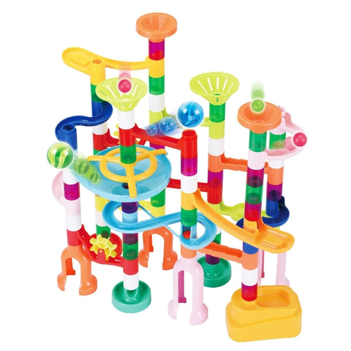 105 Pcs Colorful Transparent Plastic Creative Marble Run Coasters DIY Assembly Track Blocks Toy for Kids Birthday Gift Image 2