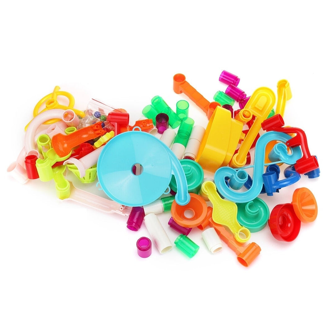 105 Pcs Colorful Transparent Plastic Creative Marble Run Coasters DIY Assembly Track Blocks Toy for Kids Birthday Gift Image 4