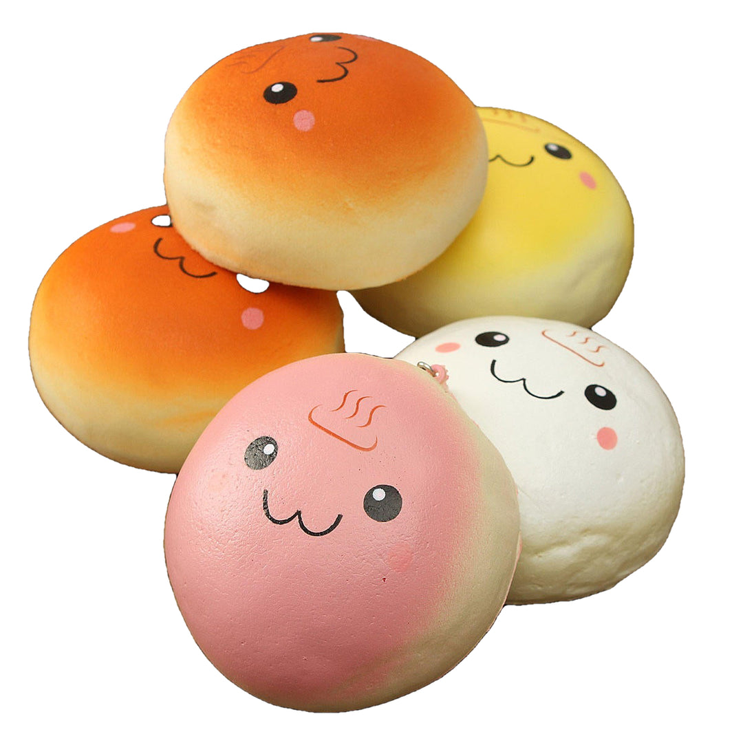 10CM Cute Smiling Expression Kawaii Squishy Bread Keychain Bag Phone Charm Strap Image 1