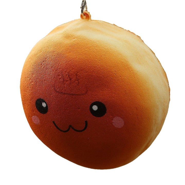 10CM Cute Smiling Expression Kawaii Squishy Bread Keychain Bag Phone Charm Strap Image 3