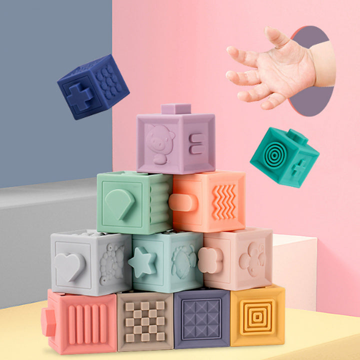 12Pcs Baby Tactile Perception Arts and Science Soft Building Blocks Grasping Training Toy Image 4