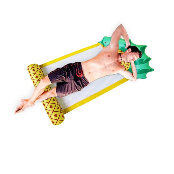 13879CM Summer Foldable Pineapple Water Hammock Swimming Pool Inflatable Cushion Floating Lounge Chair Toy Image 7