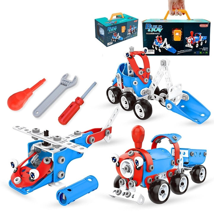 142Pcs 6 IN 1 Multi-shape DIY Assemble Engineering Plane Car Robot Building Construction Blocks Model Educational Toy Image 1