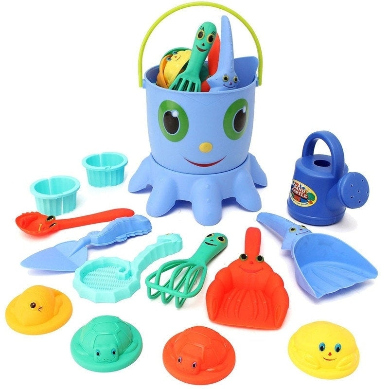 14PCS Fun Cute Playing Game Toy Sea Creature Shape Tools Sand Water Beach Indoor Outdoor Image 1