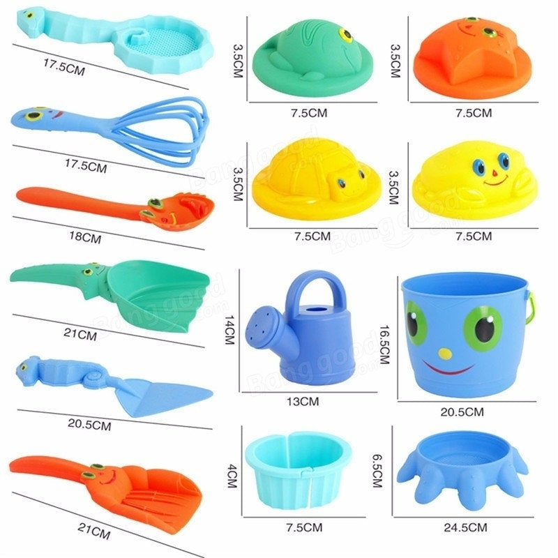 14PCS Fun Cute Playing Game Toy Sea Creature Shape Tools Sand Water Beach Indoor Outdoor Image 4