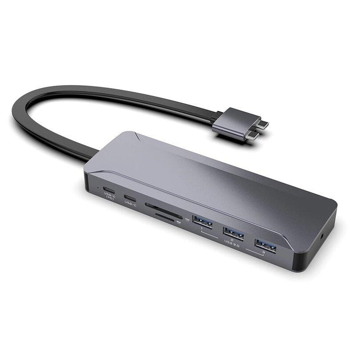 15 Port USB Hub 3.0 Alumimum Dual Type-C Hub Adapter with 3.5mm Audio JackRJ45 Network Port Image 2
