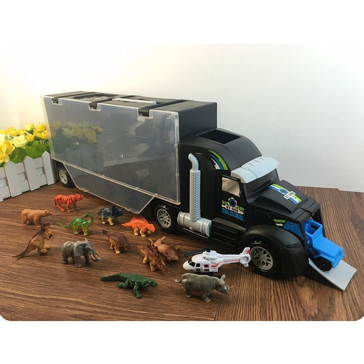 15 Pcs Simulation Tractor Interesting Animal Dinosaur Transporter Car Door Openable Diecast Model Toy for Kids Gift Image 3