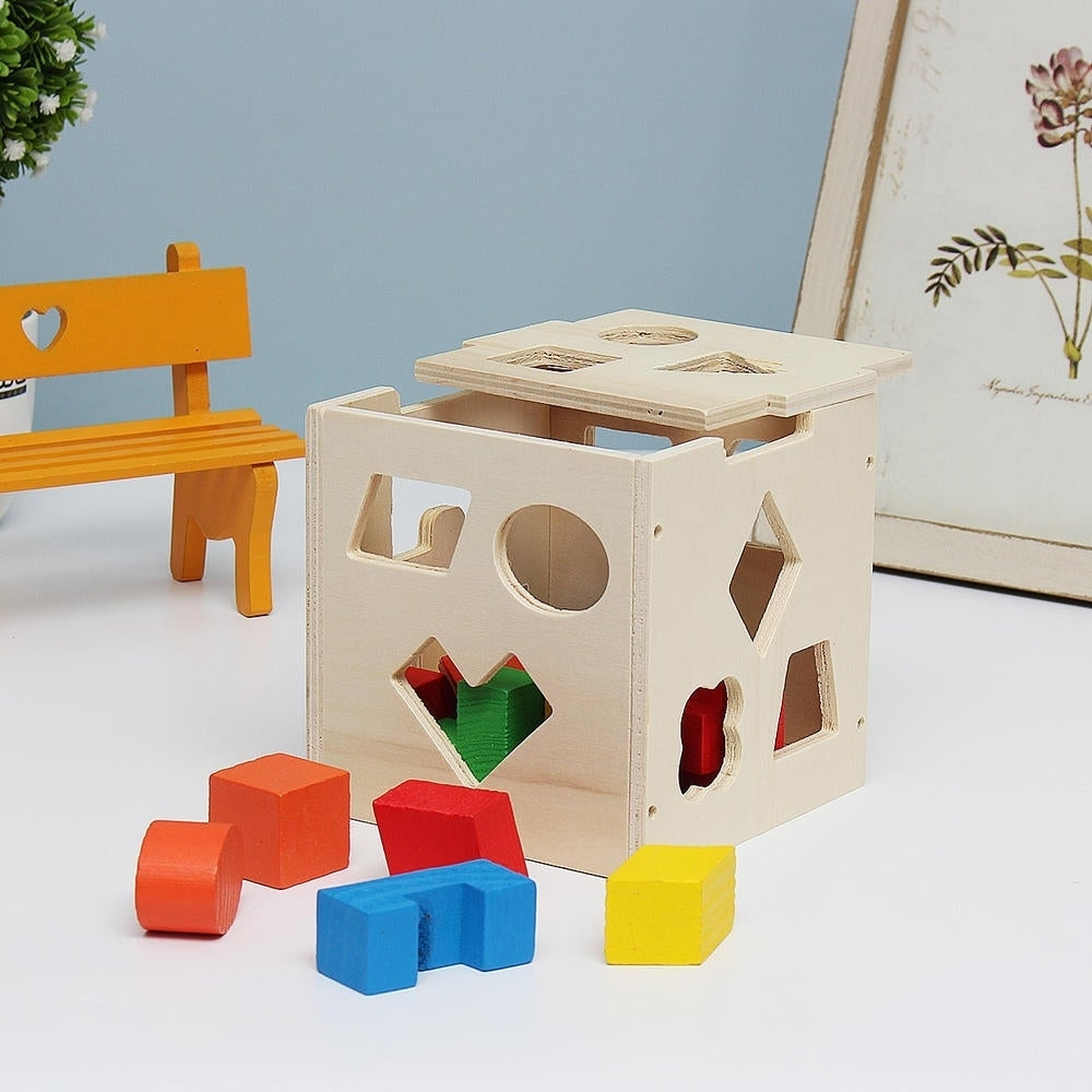 15 Holes Kids Baby Educational Toys Wooden Building Blocks Toys Toddler Toys Early Learning Toy Image 3