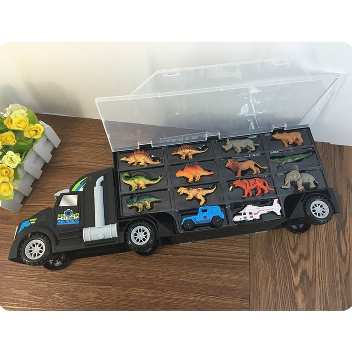 15 Pcs Simulation Tractor Interesting Animal Dinosaur Transporter Car Door Openable Diecast Model Toy for Kids Gift Image 4