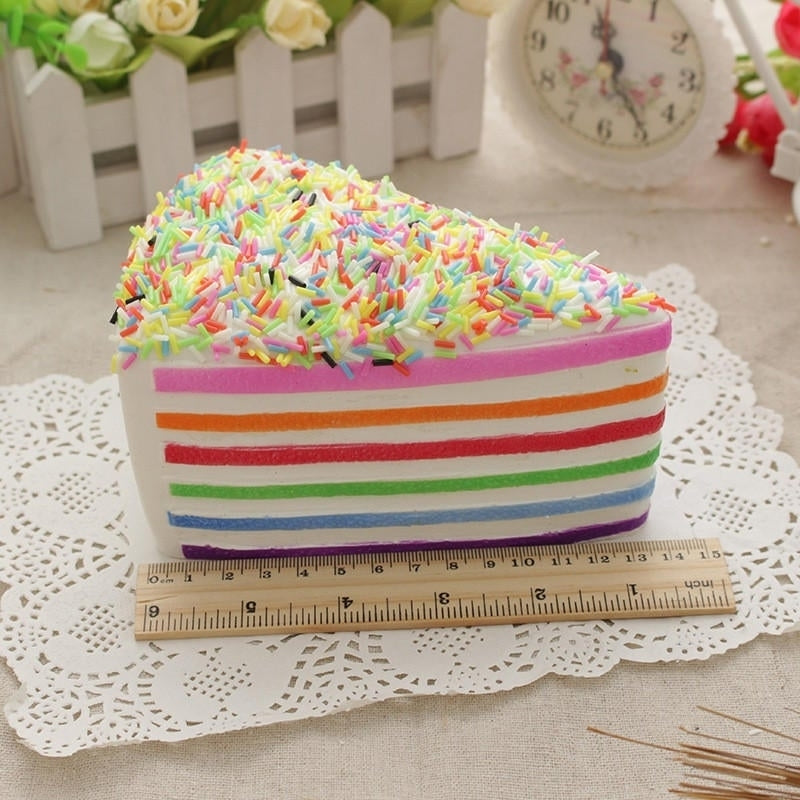 14x9x8cm Squishy Rainbow Cake Simulation Super Slow Rising Fun Gift Toy Decoration Image 4