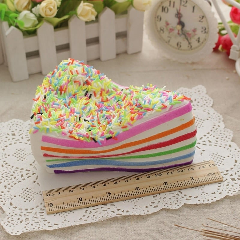 14x9x8cm Squishy Rainbow Cake Simulation Super Slow Rising Fun Gift Toy Decoration Image 6