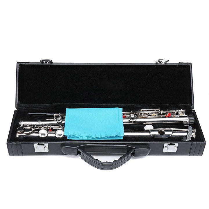 16 Holes C Key Colored Flute Nickel Plated Silver Tube Woodwind Instrument with Box Image 8