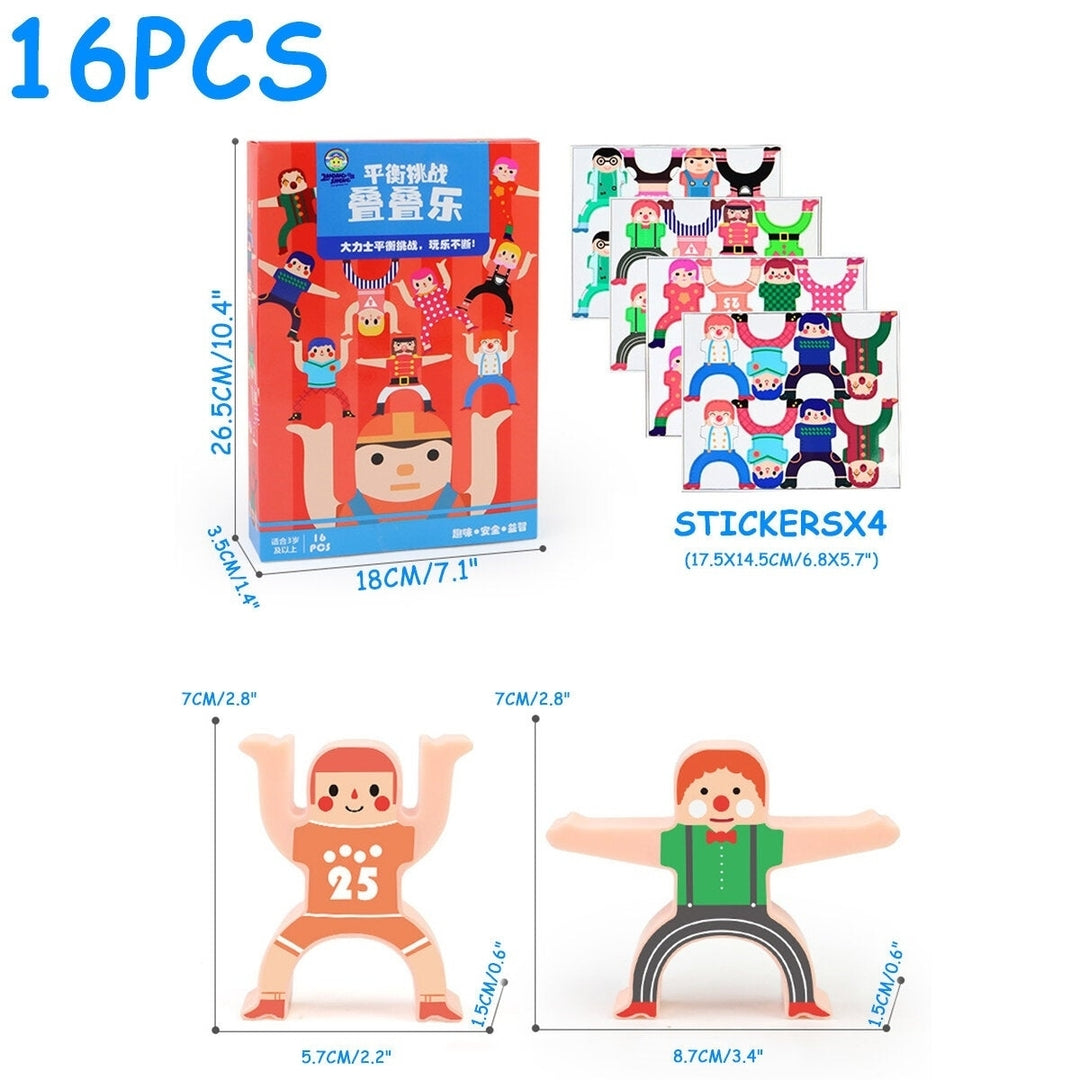 16 Pcs Wooden Stacking Game Balance Building Block Toddler Puzzle Play Educational Toy for Kids Gift Image 4