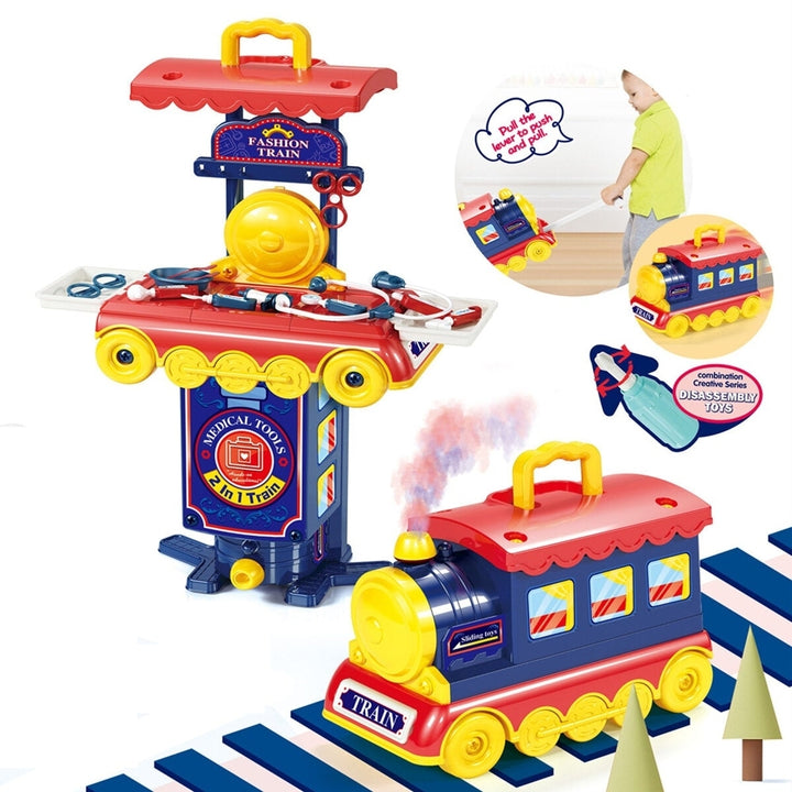 2 IN 1 Multi-style Kitchen Cooking Play and Portable Small Train Learning Set Toys for Kids Gift Image 4