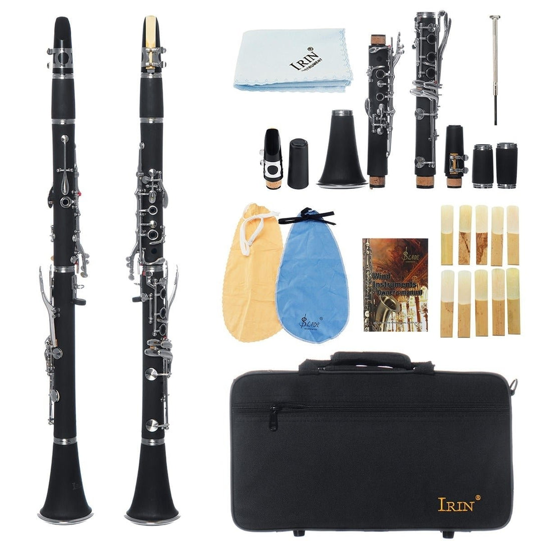 17 key Bb Adjustable Gum Wood Clarinet with Case,Bass StripReed,Screwdriver,Gloves Image 1