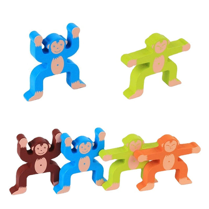 16pcs Wooden Stacking Games Monkeys Interlock Toys Balance Blocks Kids Toy Game For Baby Children Gifts Image 2